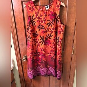 California Concepts VTG 90s Sleeveless Midi Dress in Orange and Magenta. Size 18